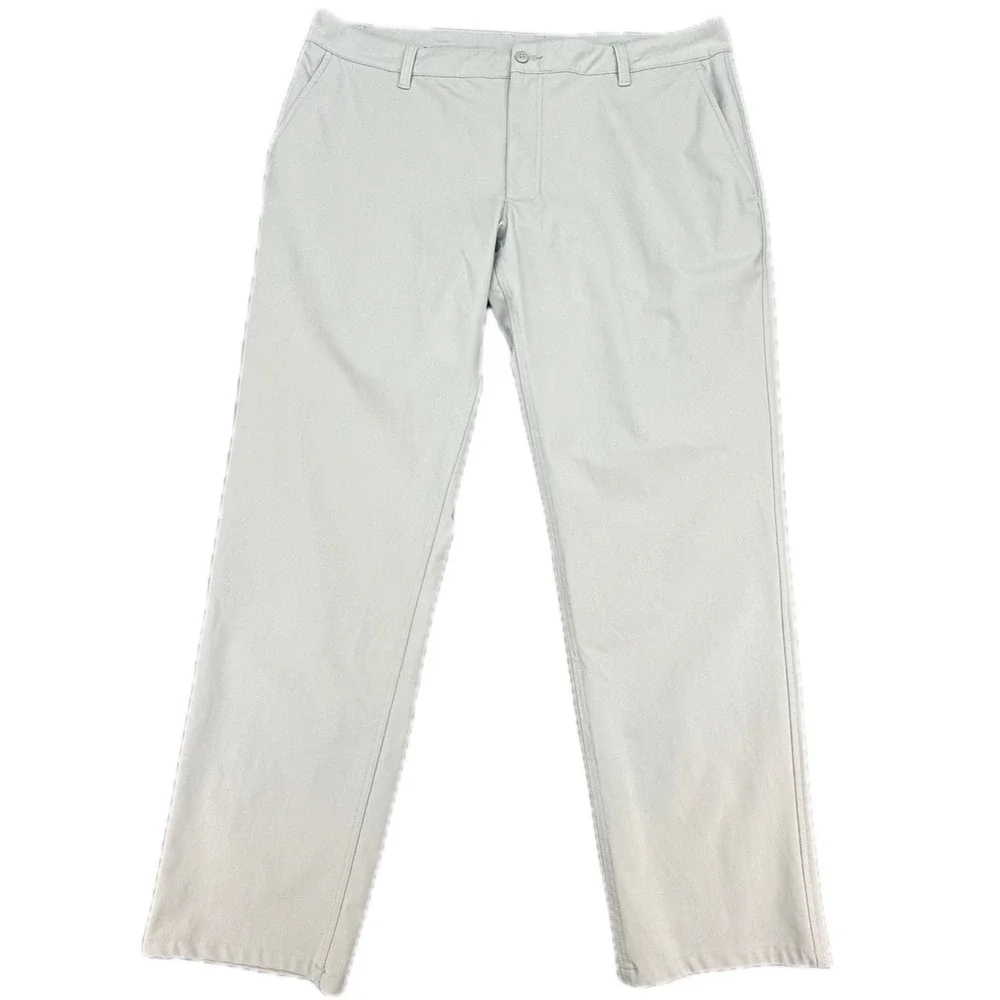 FootJoy Golf Pants Men 38x30 Light Grey Performance Flat Front Trousers 29019